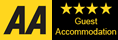 Hunters Lodge is assessed and graded by the AA who have awarded us a 4 Star guest accommodation grading. Hunters Lodge AA 4 Star rating